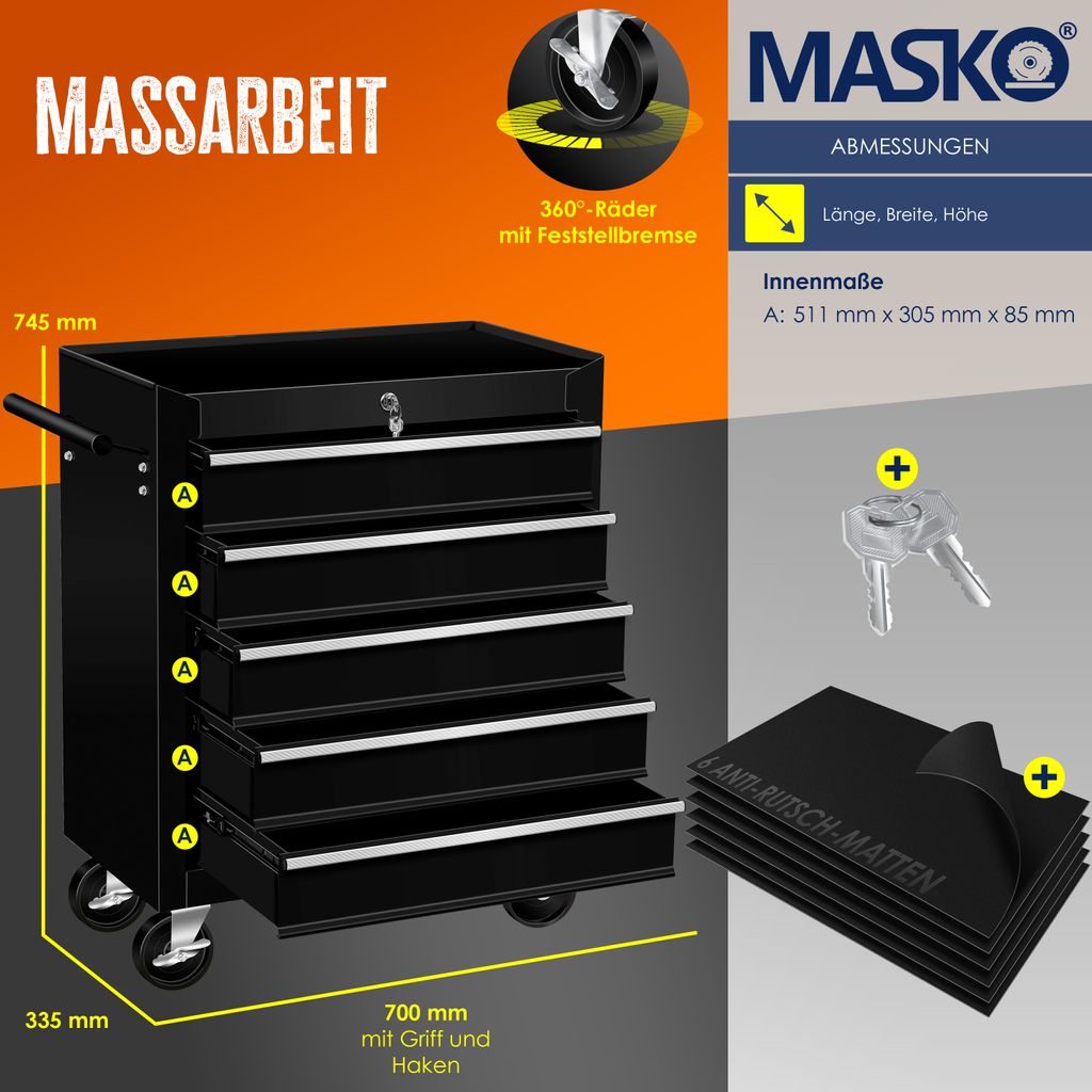 MASKO® Werkstattwagen Rollwagen Werkzeugwagen Werkzeugkiste Produktbild 7