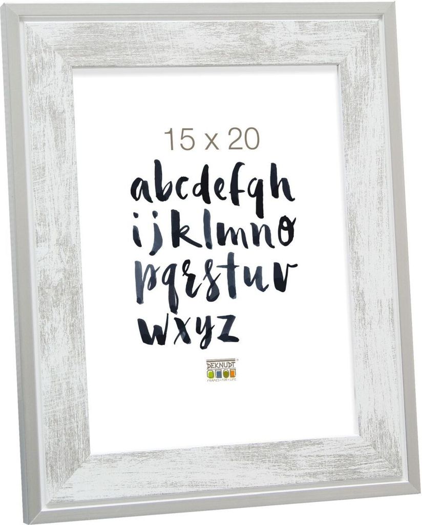 Deknudt Holzrahmen S43RE 13x18 cm weiß mit silberner Kante