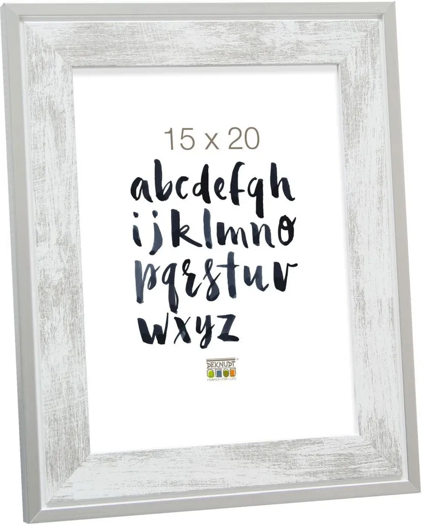 Cadre photo mural ou à poser 15x20 cm bois blanc et argent Deknudt