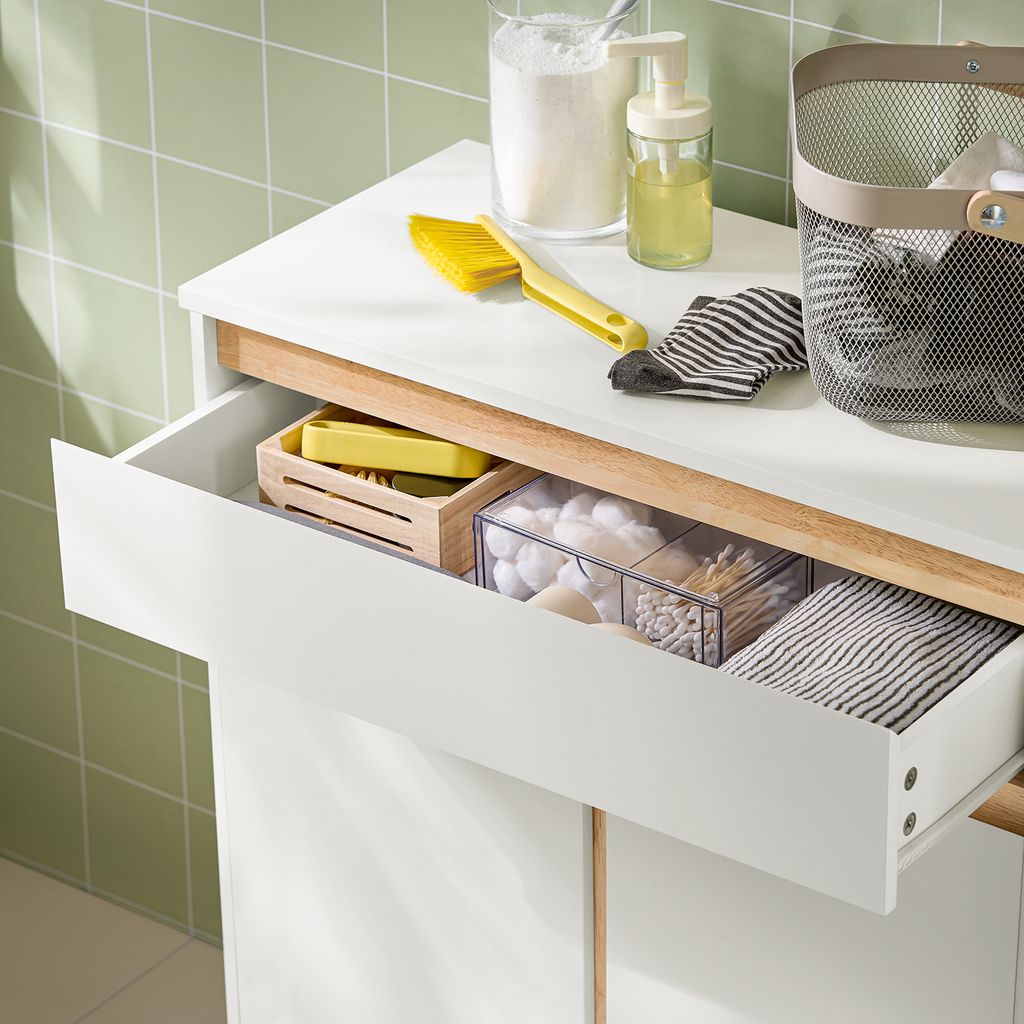 SoBuy Badezimmerschrank Wäscheschrank mit Wäschesäcken Produktbild 7