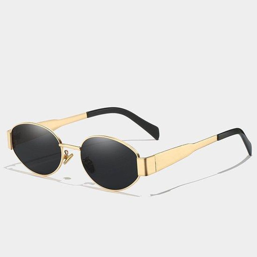 Sonnebrille - Gepolarisiert - Unisex - Goldmetallisch - Vintage - Ovale Form - UV400 - Ultraleicht - Schutz vor UV-Licht - Ideal für Camping, Foto...
