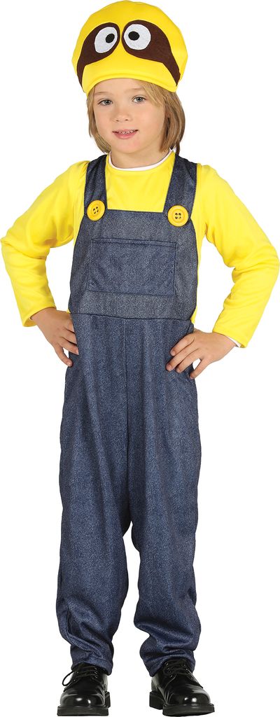 Videospiel Abenteuerfigur Klempner Hut Overall Karnevalspaß Gelb Blau Kinder Kostüm Fantasie, Größe: 140/146 Farbe: Blau