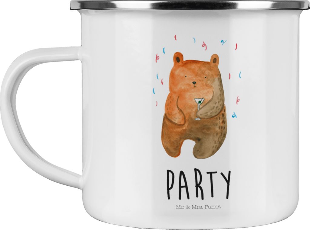 Mr. & Mrs. Panda Emaille Tasse Bär Party - Weiß - Geschenk, Geburtstagsgeschenk, Geburtstag, Haferl, Teddy, Campingbecher, Becher, Teetasse, Feie...