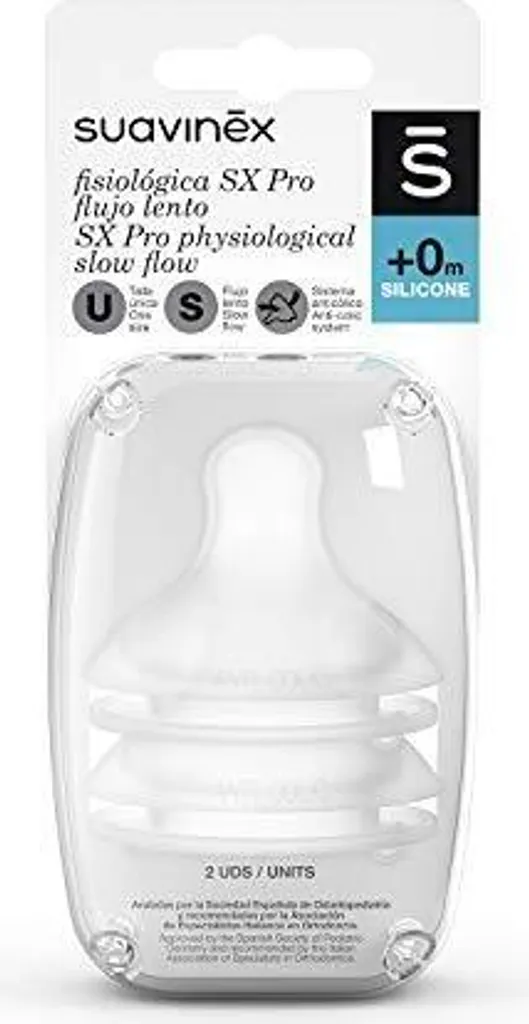Sucette Suavinex Sx Pro Silicone Débit S 0 mois Extra-Plate en 2 pcs