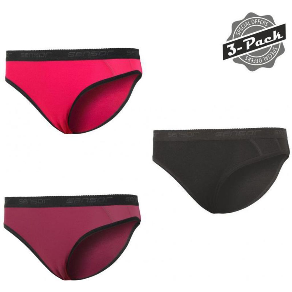 Höschen Sensor Double Face 3er-Pack Frauen schwarz lila violett größe S 19200041-00