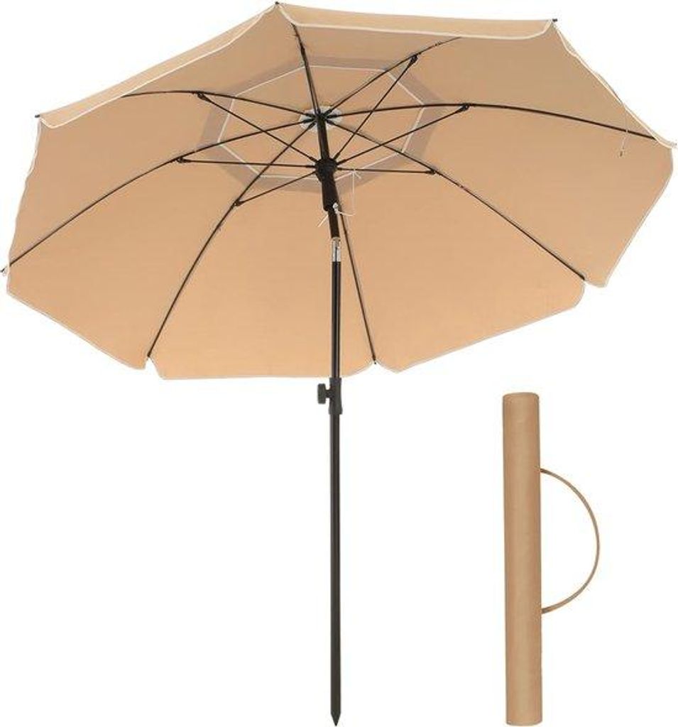 Knikbarer Polyester-Sonnenschirm 180cm taupe