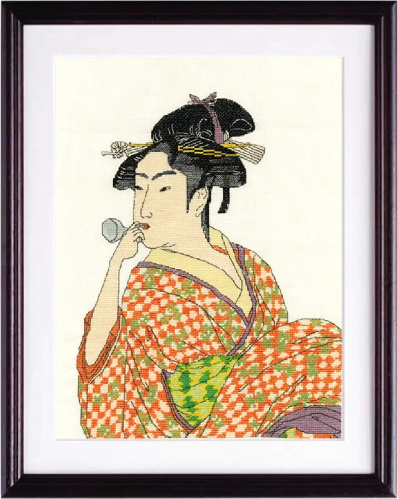 Kit Ricamo Olympus Kitagawa Utamaro - Arte Ukiyo-e Giapponese 36x29