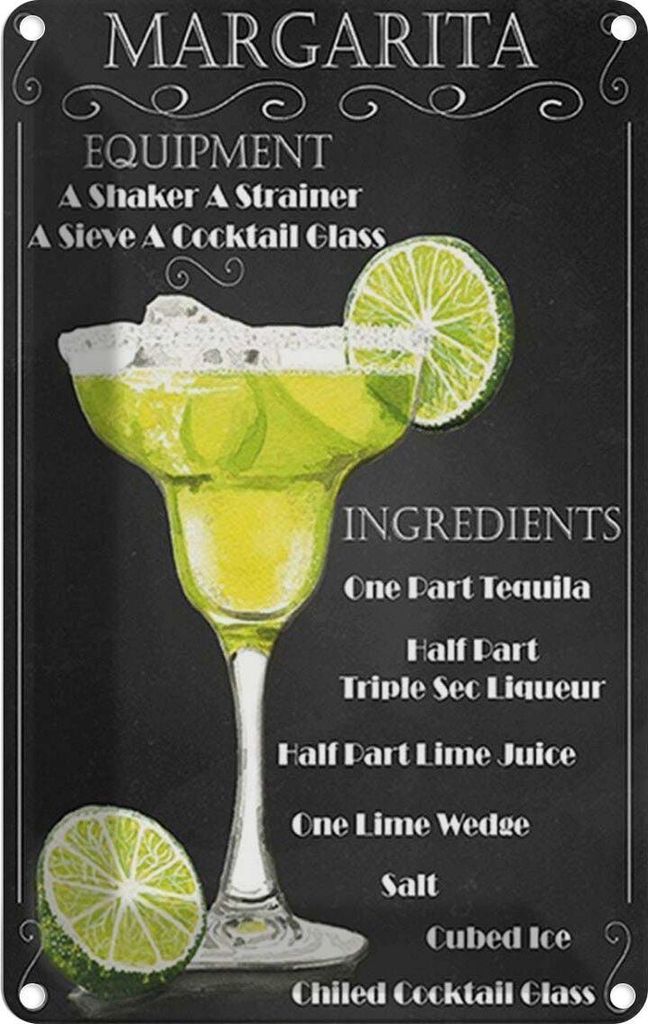 vianmo Blechschild 18x12 cm Margarita Equipment ingredients Produktbild 