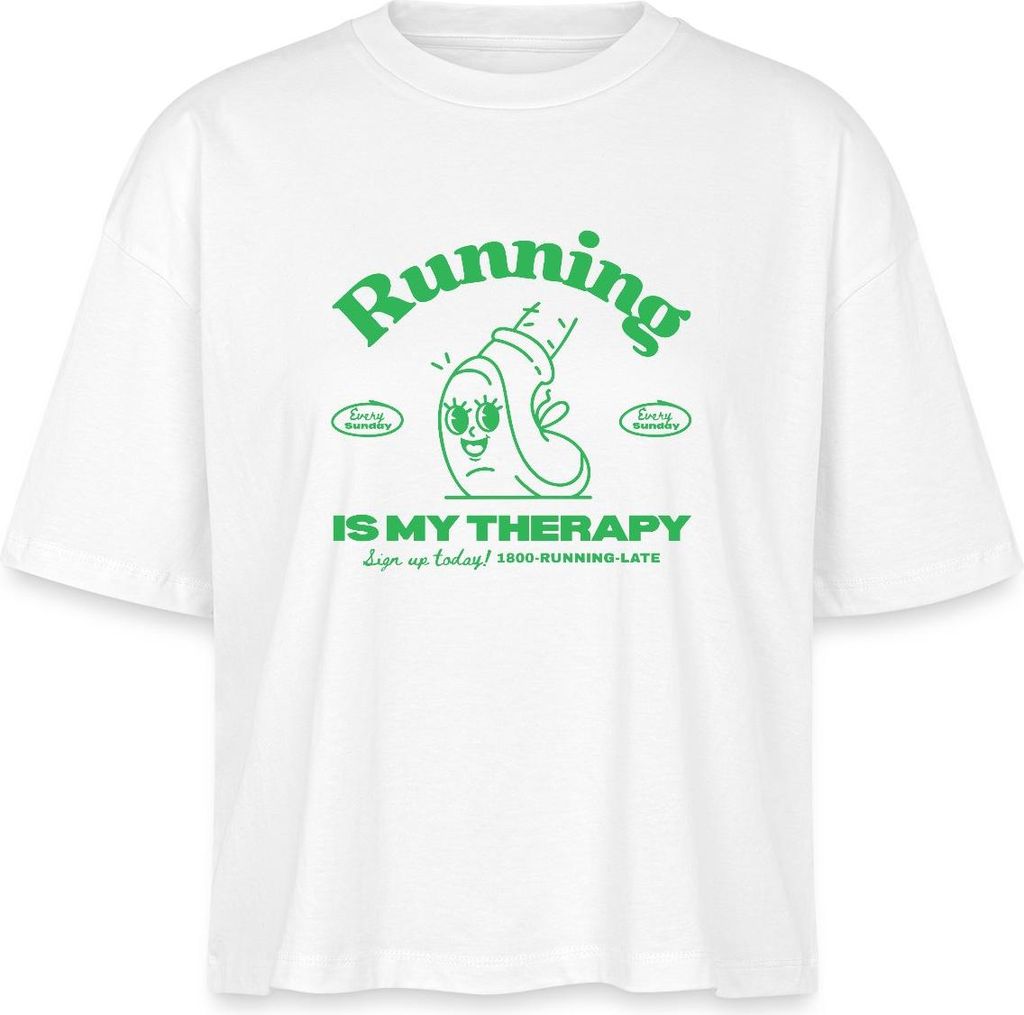 Spreadshirt Running Club Design Boxy Shirt Damen, L, Weiß