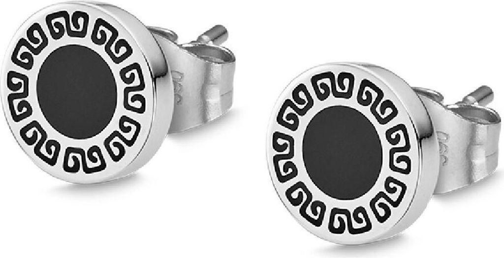 Lotus Style Herren Ohrstecker silber schwarz Edelstahl Ohrringe LS2164-4/1