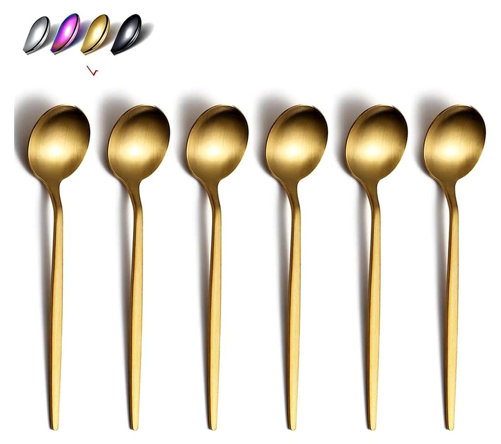 Mattgoldene Teelöffel 6 Stück, 6,6 Zoll, Silberbesteck aus Edelstahl, kleine Löffel für Zuhause, Küche oder Restaurant, spülmaschinenfest