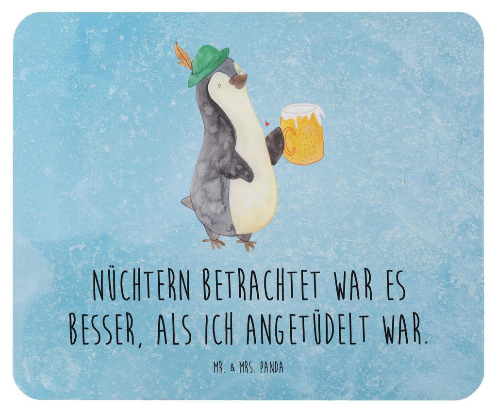 Mr. & Mrs. Panda Mauspad Pinguin Bier - Eisblau - Geschenk, mausteppich, mousematte, Mousepad, , pc, Mouse Pad, Beschwippst, Angetüdelt
