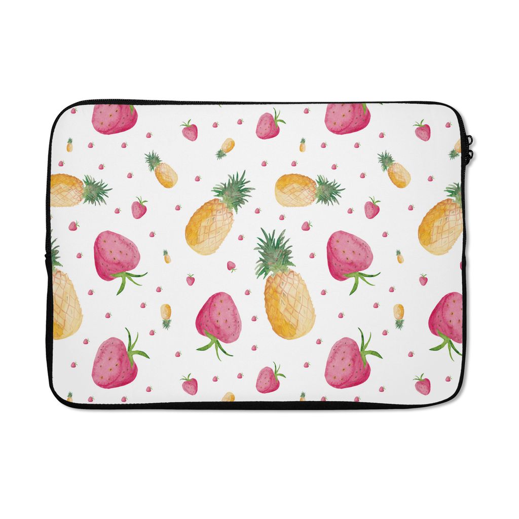 MuchoWow Laptop Hülle 13 Zoll Ananas - Erdbeeren - Schablonen Laptoptasche - Laptophülle - Sleeve - Rundumschutz