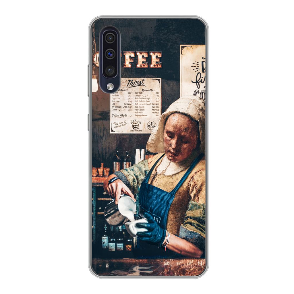 MuchoWow Handyhülle Schutzhülle Hülle für Samsung Galaxy A30s Milchmädchen - Barista - Kaffee - Cappuccino Silikon Softcase Handy Hülle - K...