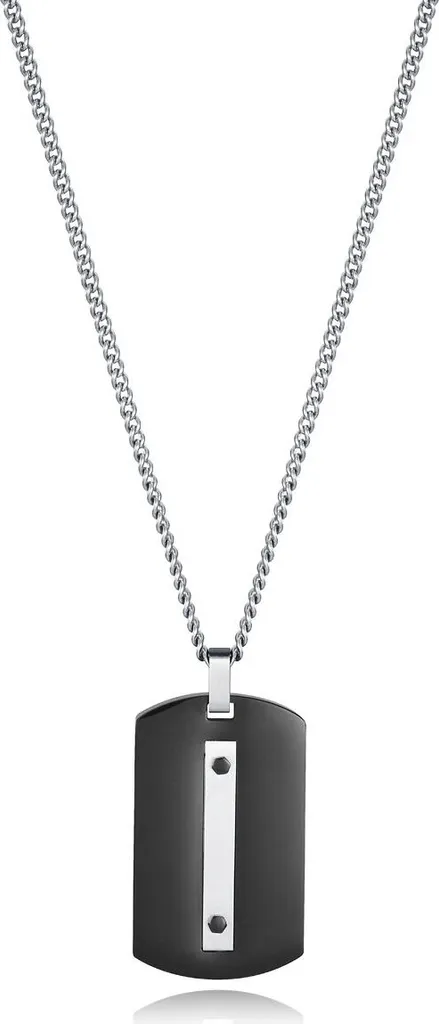 Collier avec Pendentif pour Homme Viceroy en Acier Gris et Noir Mat