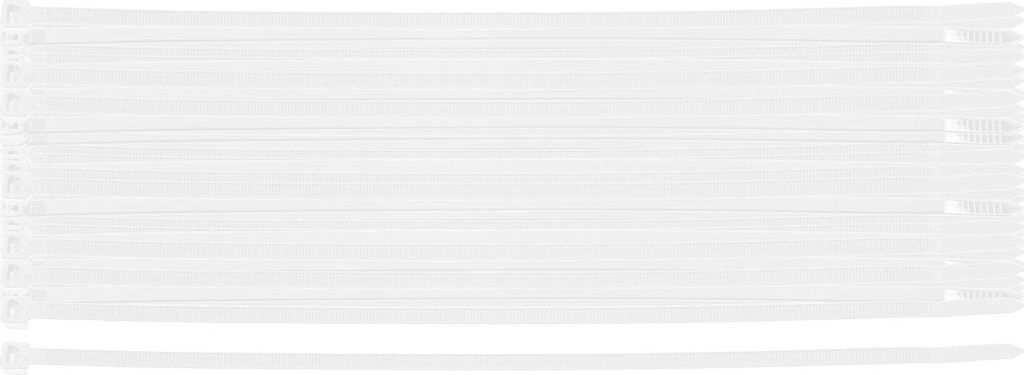 NEO TOOLS Nylon Kabelbinder Weiß Set 100 Stück 200 mm x 4.8 mm - Stark Kabelbinder mit 40 kg Zugfestigkeit - UV-Beständig