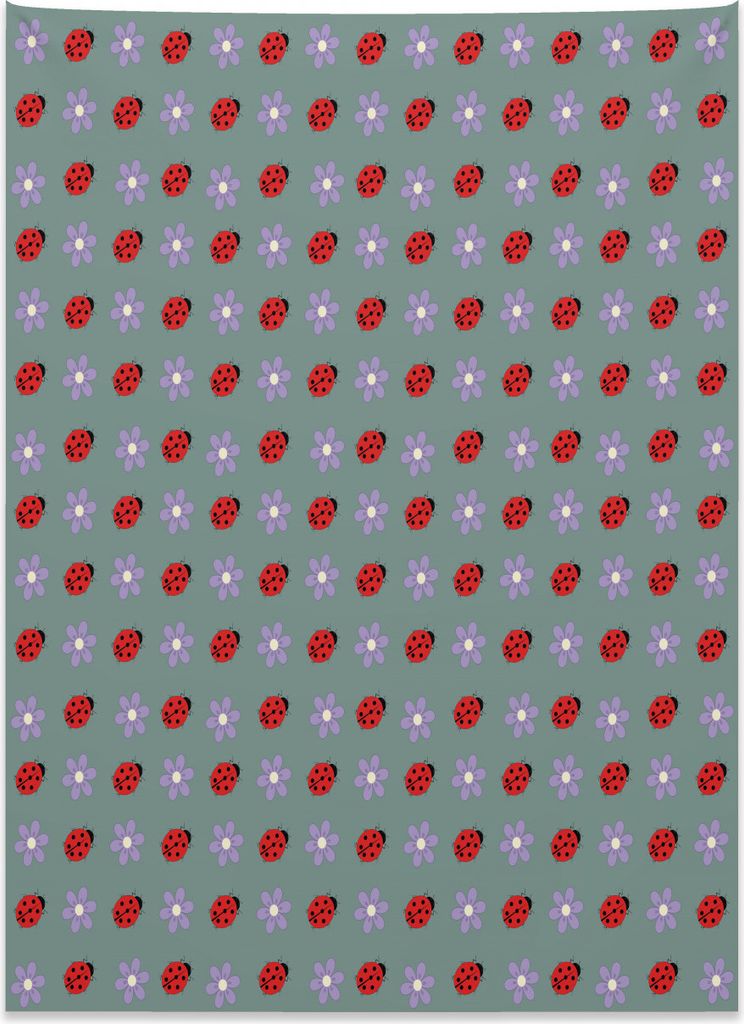 Abakuhaus Marienkäfer Wandteppich, Flora und Fauna Design aus Weiches Mikrofaser Stoff Kein Verblassen Klare Farben Waschbar, 110 x 150 cm, Mehrfa...