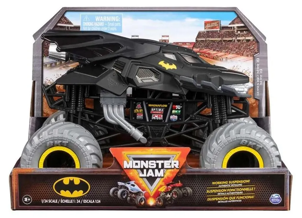 Monster Jam Batman Monster Truck en Métal 1:64 Noir et Jaune pour Enfant