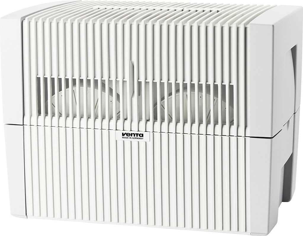 A white Venta air washer is shown from the front.