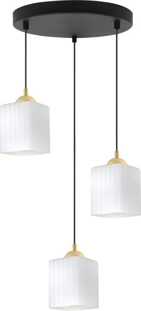 Lustre Suspension Design 3 Cubes Blancs Riffle Noir Or pour le Salon
