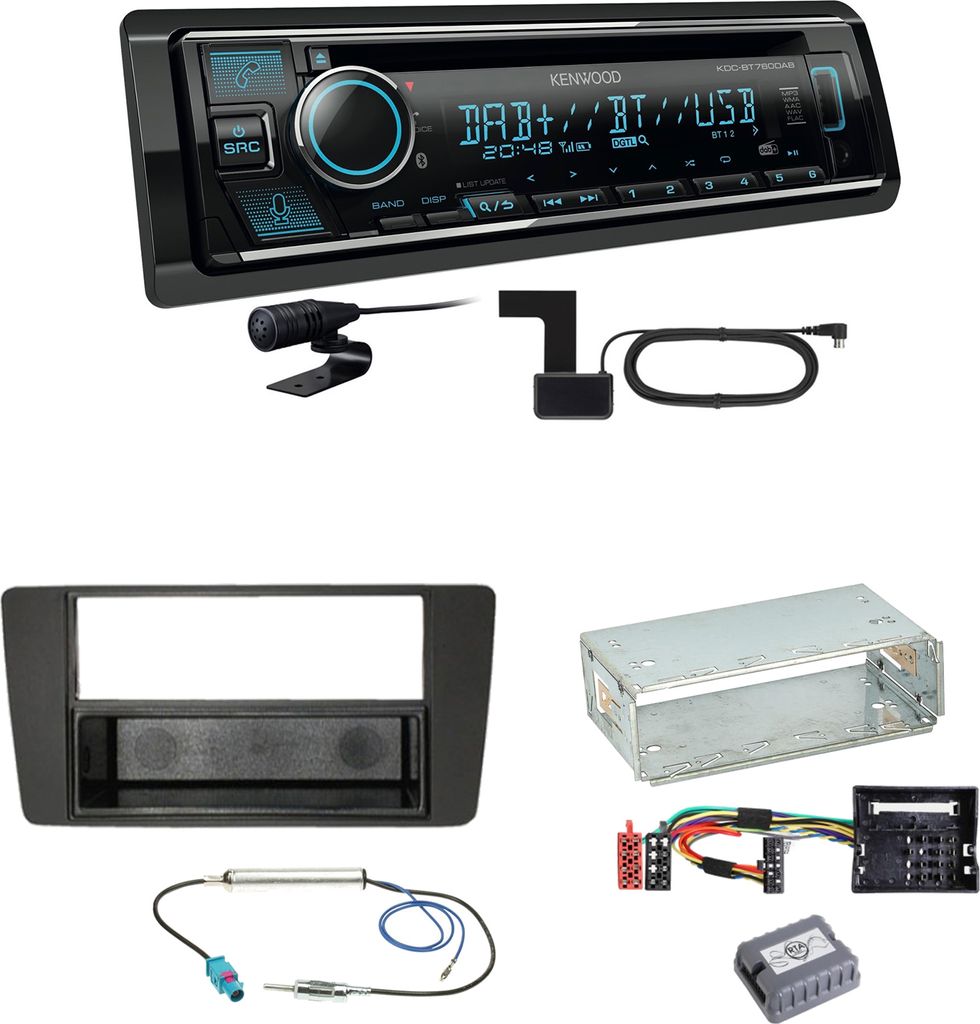 Kenwood KDC-BT760DAB Bluetooth DAB USB Einbauset für Skoda Octavia 2 Yeti 5L