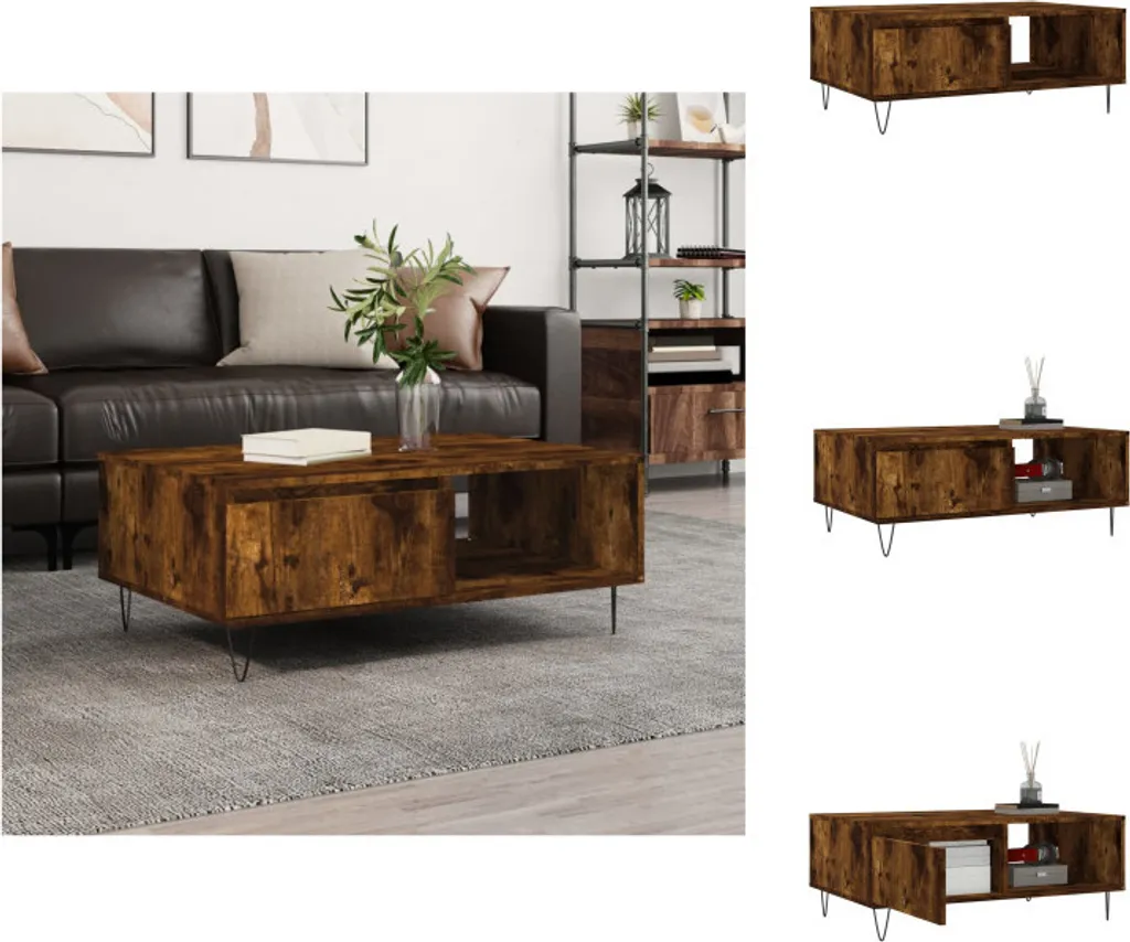 Tavolino Salotto Rovere Affumicato 90x60x35 cm - Stile Minimal vidaXL