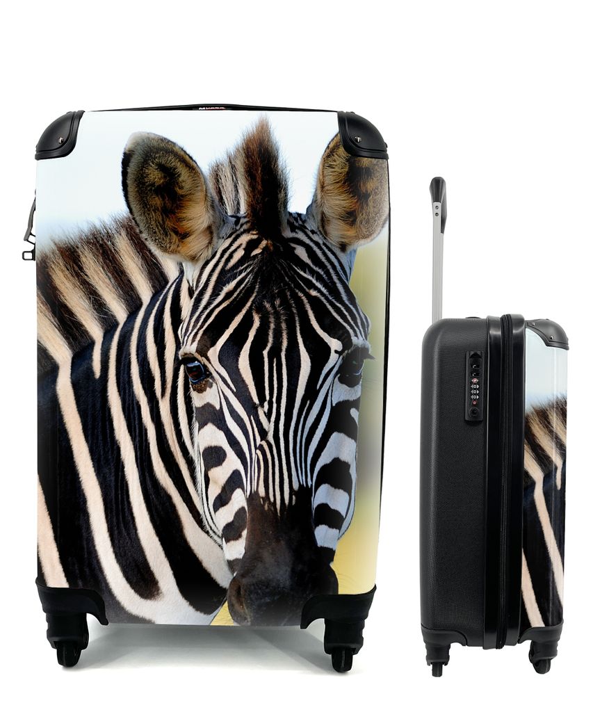 MuchoWow Koffer Handgepäck Trolley Rollkoffer Kleine Reisekoffer mit 4 Rollen - Nahaufnahme Zebra - Cabin Size < 55x40x23 cm & 55x40x20 cm - Fot...