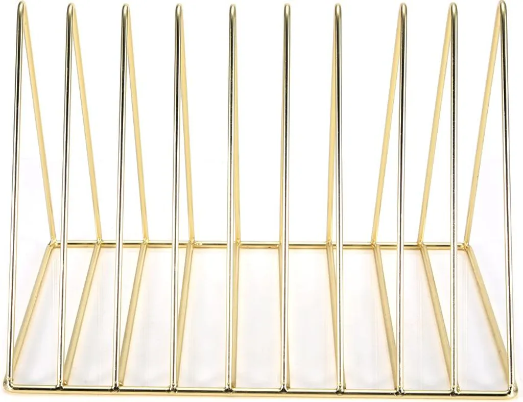 Serre-livres triangulaire doré : support de rangement bureau en fer - 2