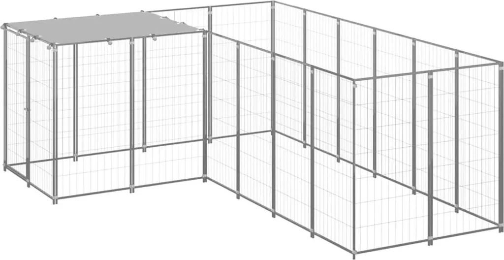 Enclos extérieur pour chien 4,84m2 - Chenil acier galvanisé robuste