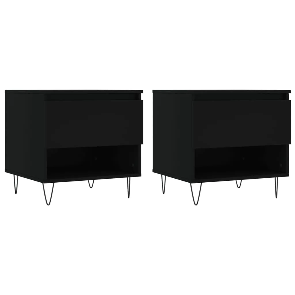 Tavolini 2 pz Nero 50x46x50 cm | Set Salotto Moderno in Legno