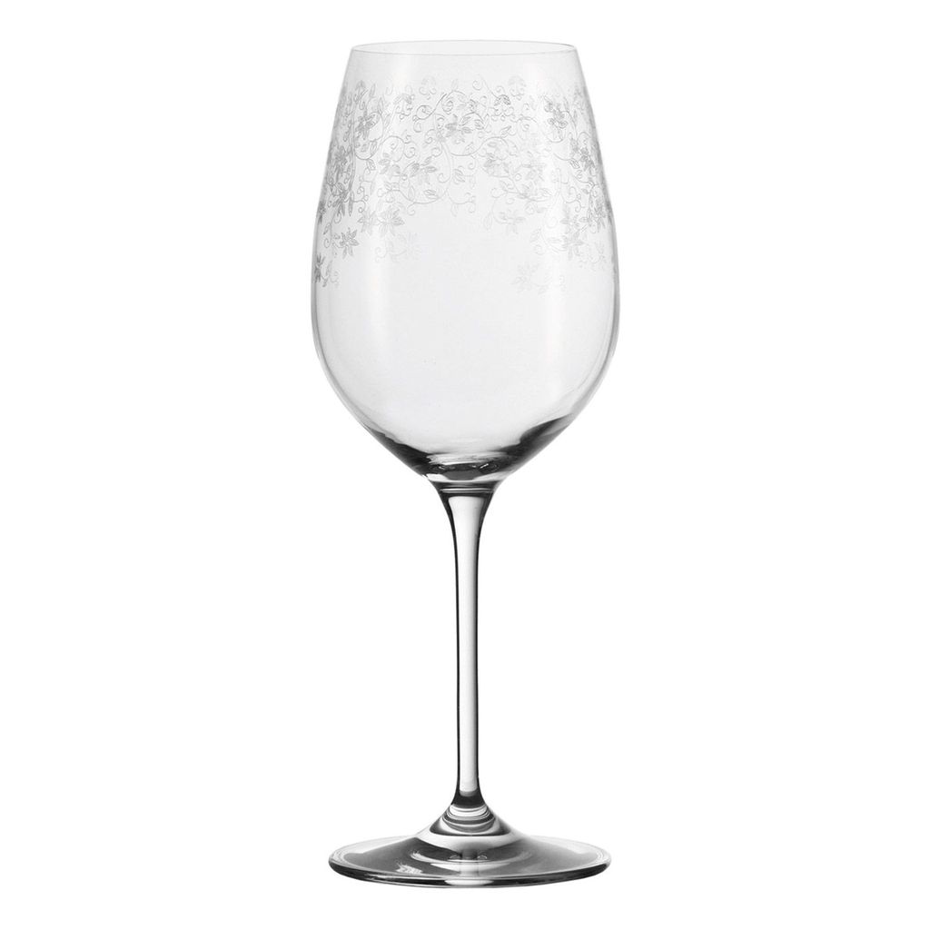 A clear studio shot of a wine glass.