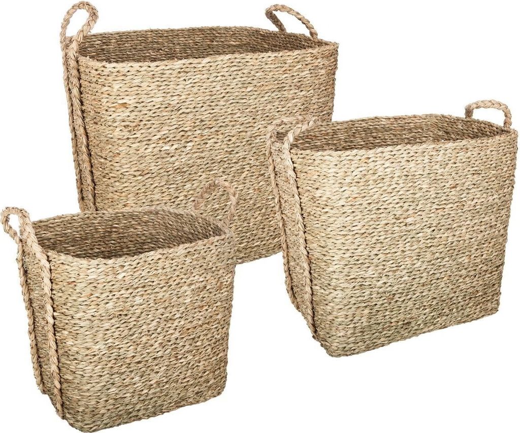 Set aus 3 rechteckigen Aufhängungkörben - geflochtenes Schilfrohr - Atmosphera créateur d'intérieur