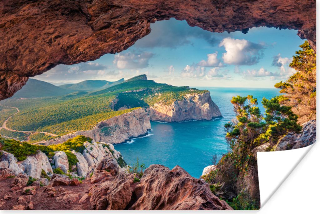 MuchoWow Poster Höhle - Natur - Meer - Landschaft 180x120 cm - Fotoplakat