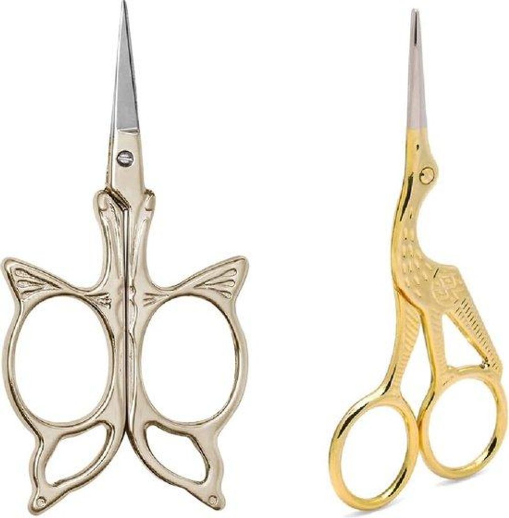 Klein, klassiek gesnittene, handgefertigte, roestfreie, naaigewichte, Kruissteek, Schere, für Handarbeit, DIY, Gold, 2er Set
