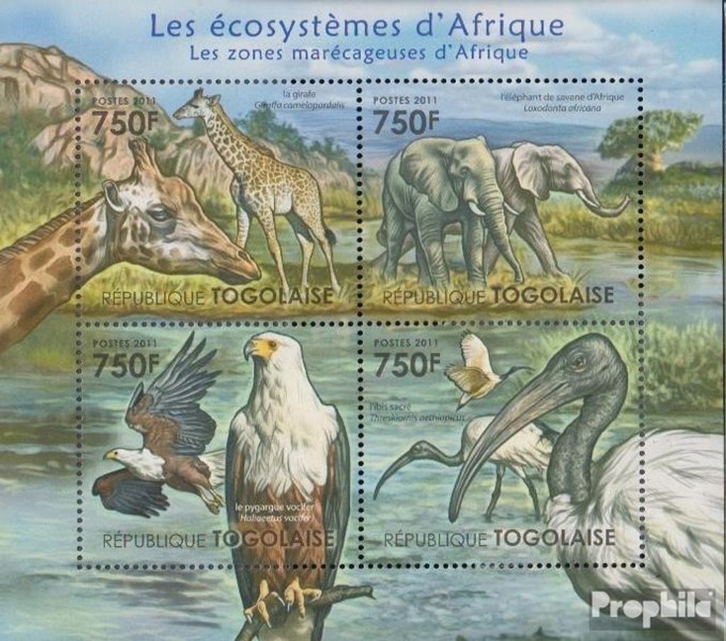 Briefmarken Togo 2011 Mi 4165-4168 Kleinbogen (kompl.Ausg.) postfrisch Afrikanische Ökosysteme