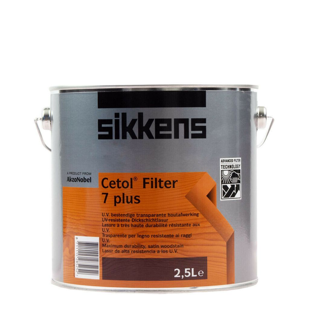 A can of Sikkens Cetol Filter 7 Plus wood stain.