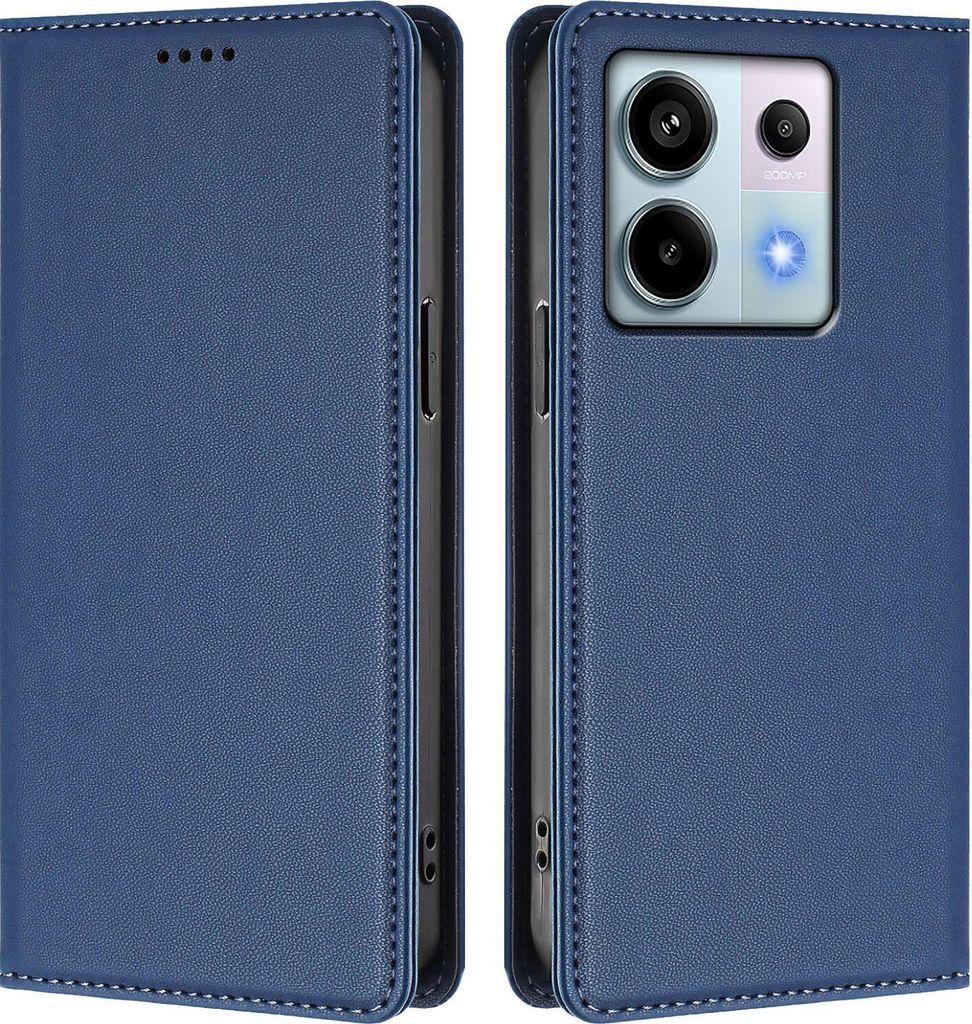 Handyhülle für Xiaomi Redmi Note 13 Pro 5G, Kunstleder Klapphülle Stoßfeste Magnetische Hülle mit Ständer Dunkelblau