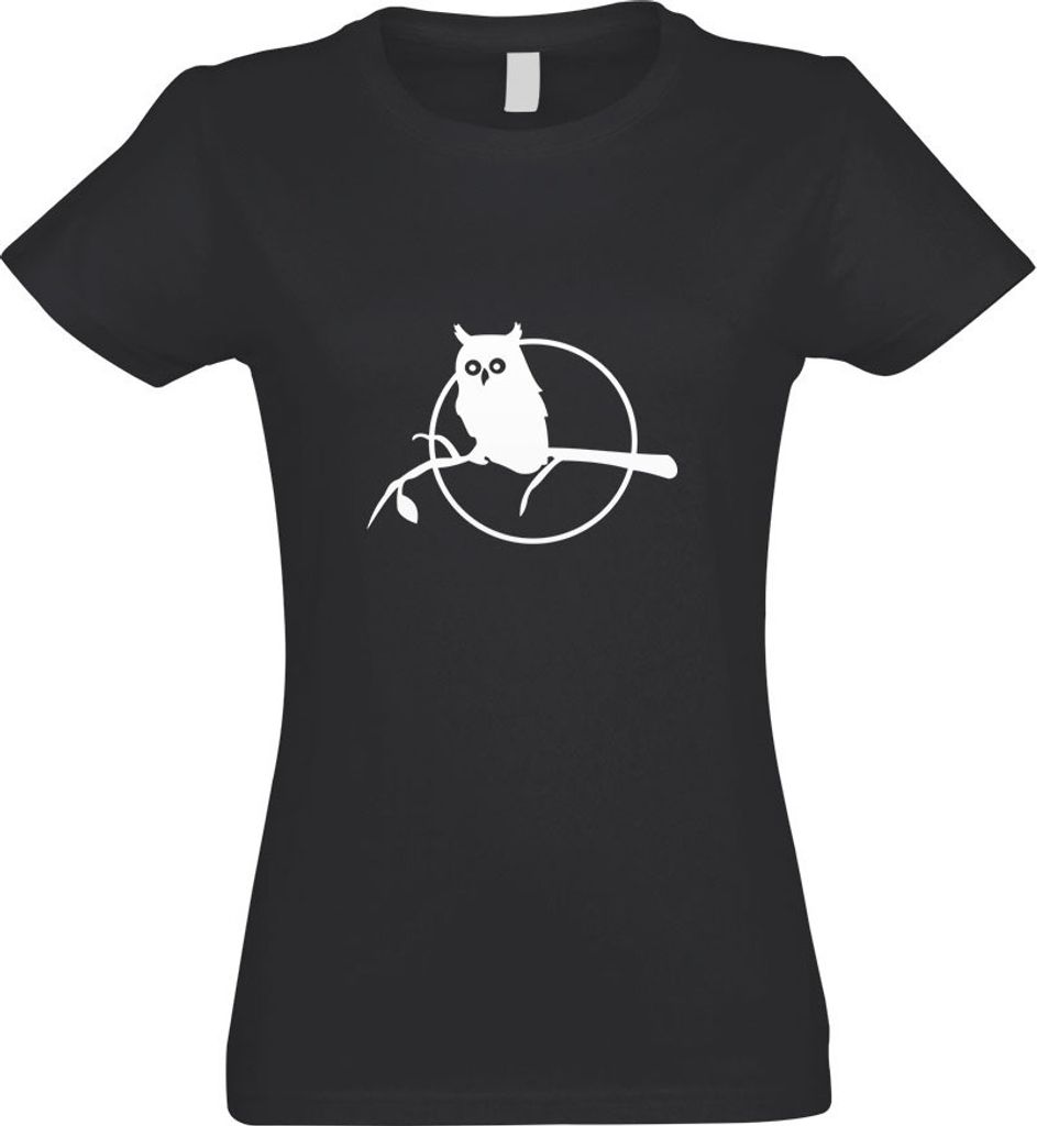 Kiwistar - T-Shirt tailliert - Damen - Graphit - Eule auf einem AST - Owl Branch - mit Motiv Bedruckt - Funshirt Design - Sport - Freizeit - Damen - S