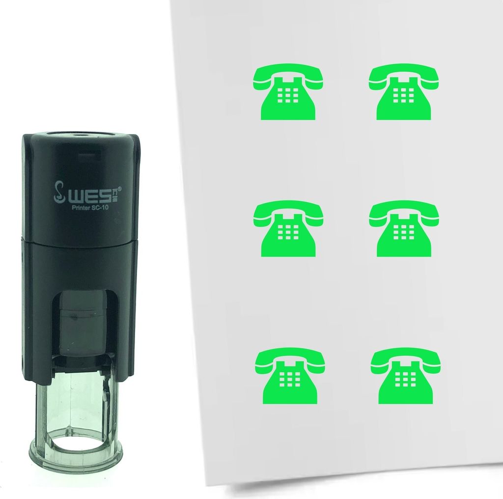 CombiCraft Selbstfärbender Stempel 'Telefon' in der Farbe Grün, Ø10mm