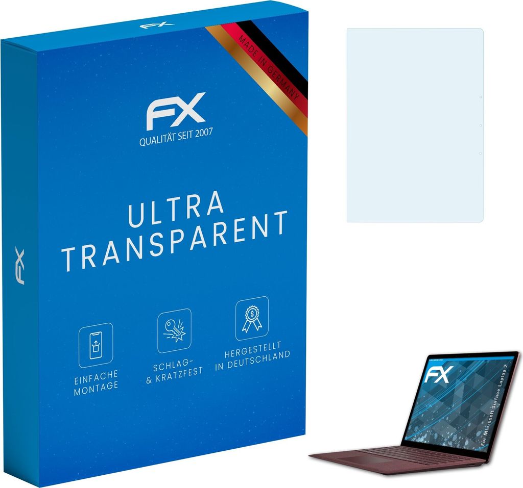 atFoliX FX-Clear 2x Schutzfolie kompatibel mit Microsoft Surface Laptop 2 Displayschutzfolie