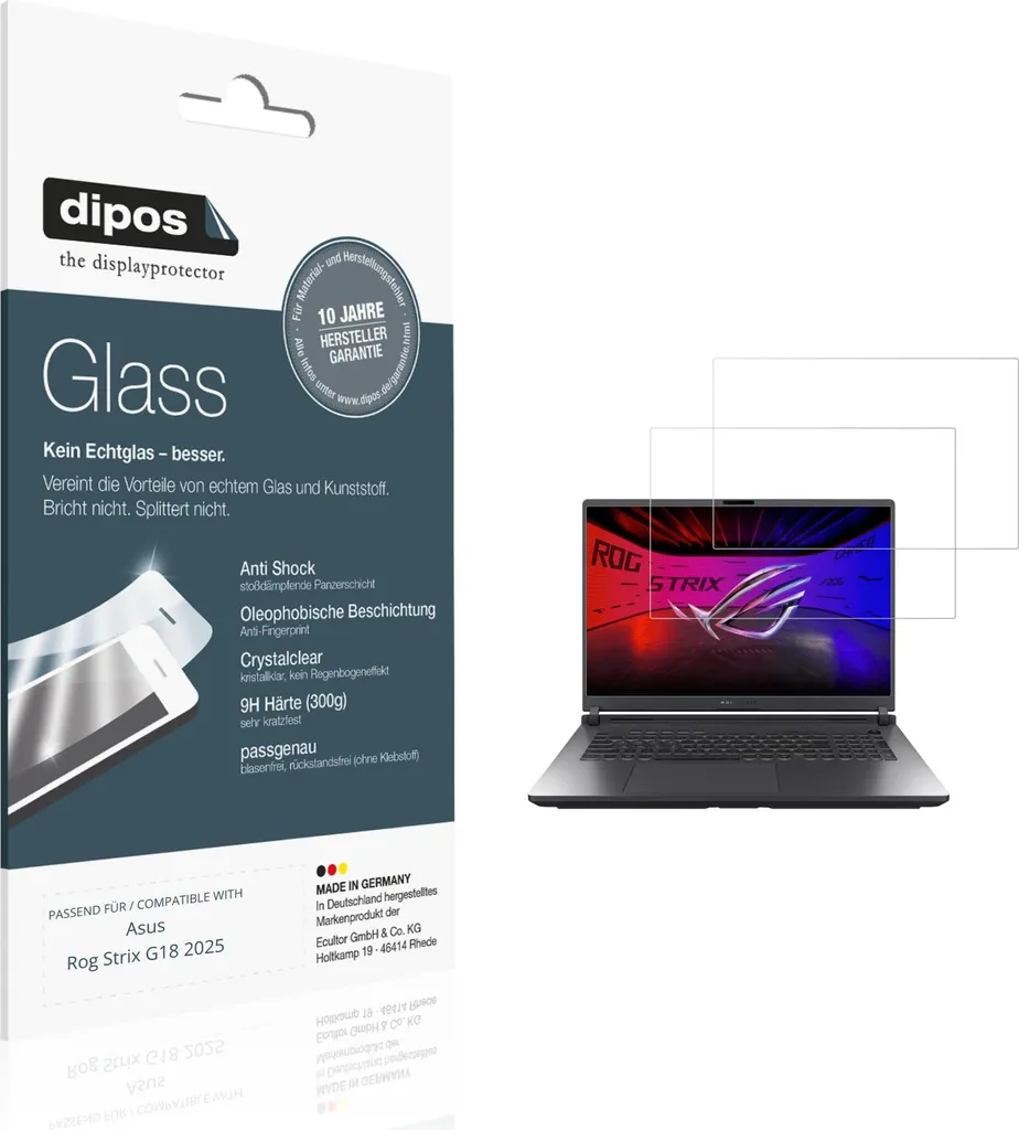 2x Pellicola Asus Rog Strix G18 2025 Protezione Vetro Flessibile 9H