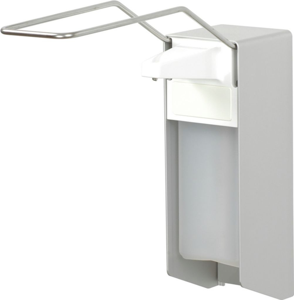 Universeller 500 ml Profi-Hygienespender von Ophard | extralanger Bedienhebel | Edelstahlpumpen, Farbe:Grau, Ausführung:Edelstahl Spender mit lang...