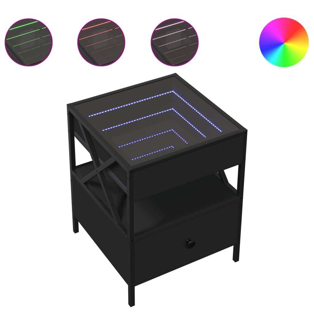 vidaXL Couchtisch mit Infinity-LED Schwarz 40x40x51 cm Produktbild 