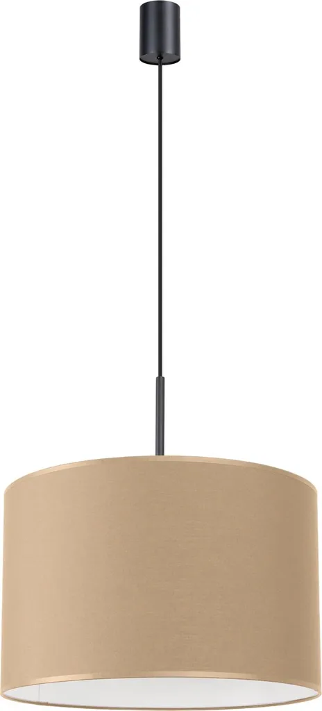 Lustre suspension en tissu beige NEVIA pour un éclairage de salon chic