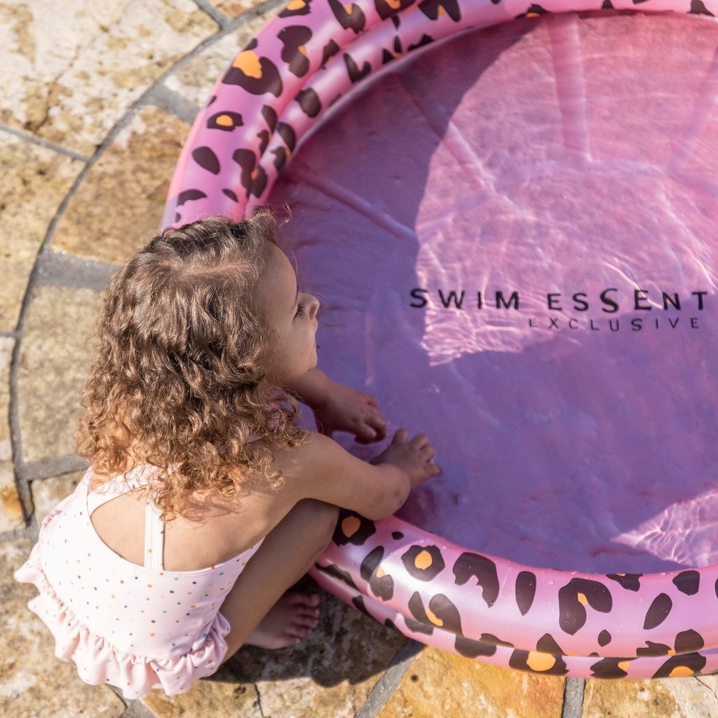 Piscine gonflable enfant léopard 100cm avec auvent anti-UV