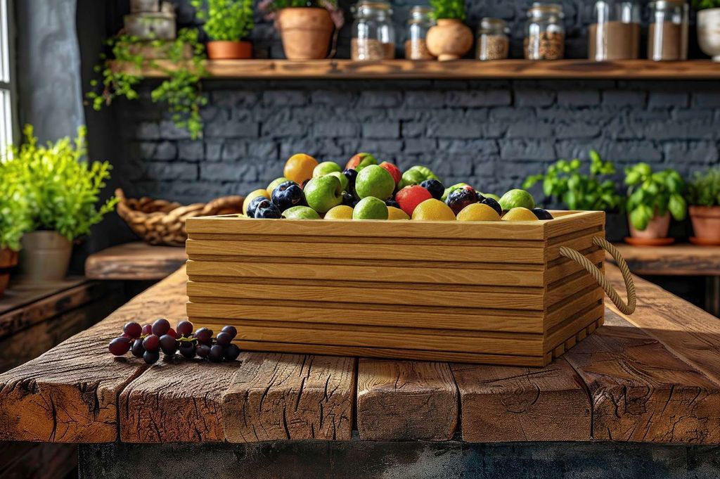 BOGATECO houten kist, naturel, 40 cm x 35 14,5 cm, decoratieve