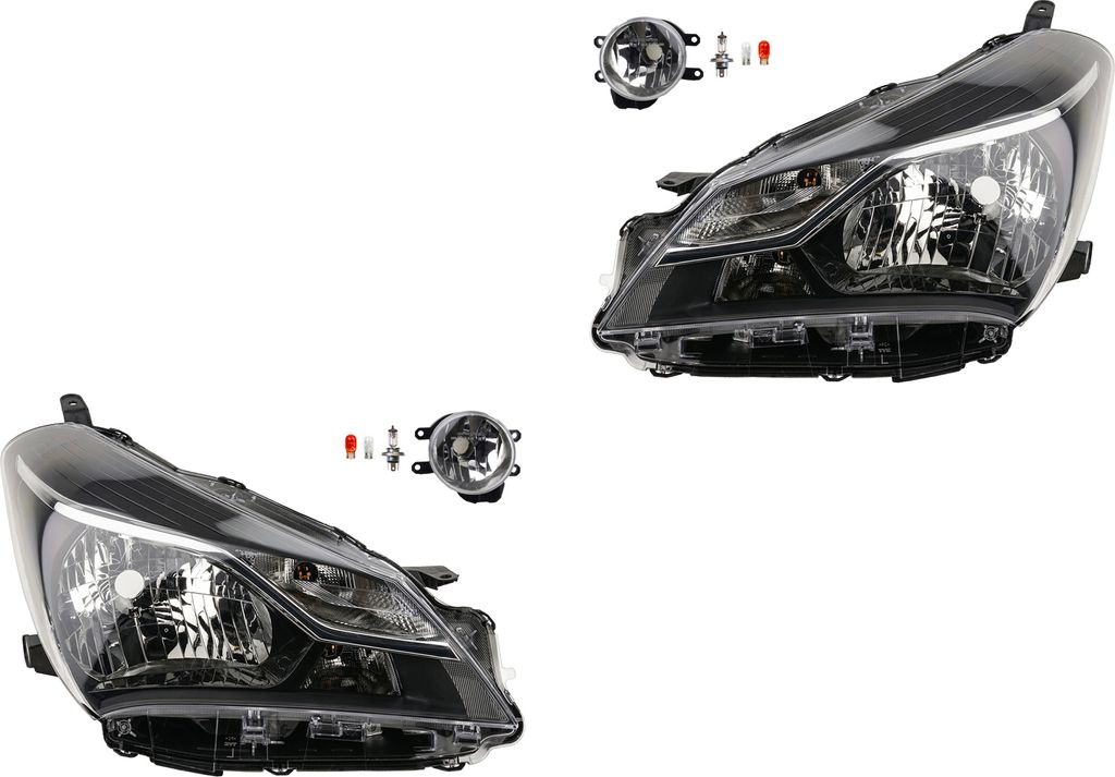 Johns, Scheinwerfer Satz Halogen passend für Toyota Yaris XP13 17- H4 +Nebel+Leuchtmi. 8121002110 B000978080 8122002110 B000978180 811300DJ70 811700D