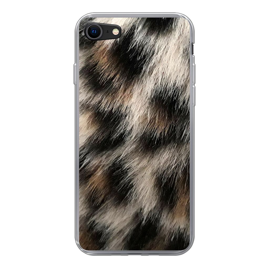 MuchoWow Handyhülle Schutzhülle Hülle für iPhone 7 Nahaufnahme Pantherdruck Silikon Softcase Handy Hülle - Kartenhalter