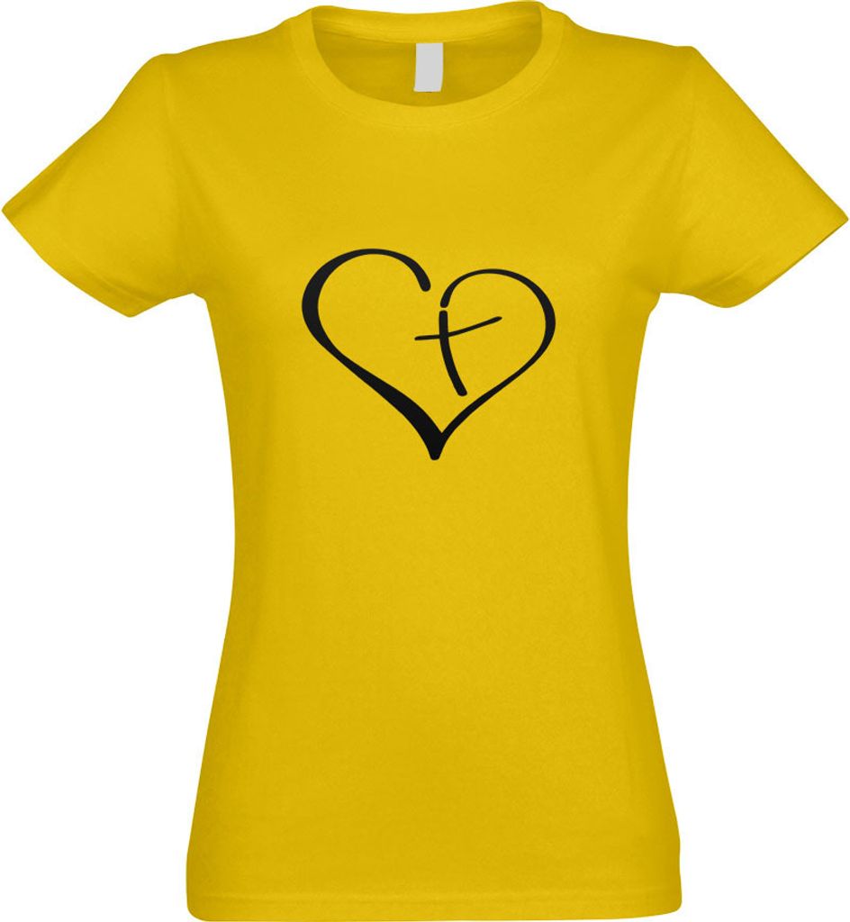Kiwistar - T-Shirt tailliert - Damen - gelb - Christian Love - mit Motiv Bedruckt - Funshirt Design - Sport - Freizeit - Damen - L