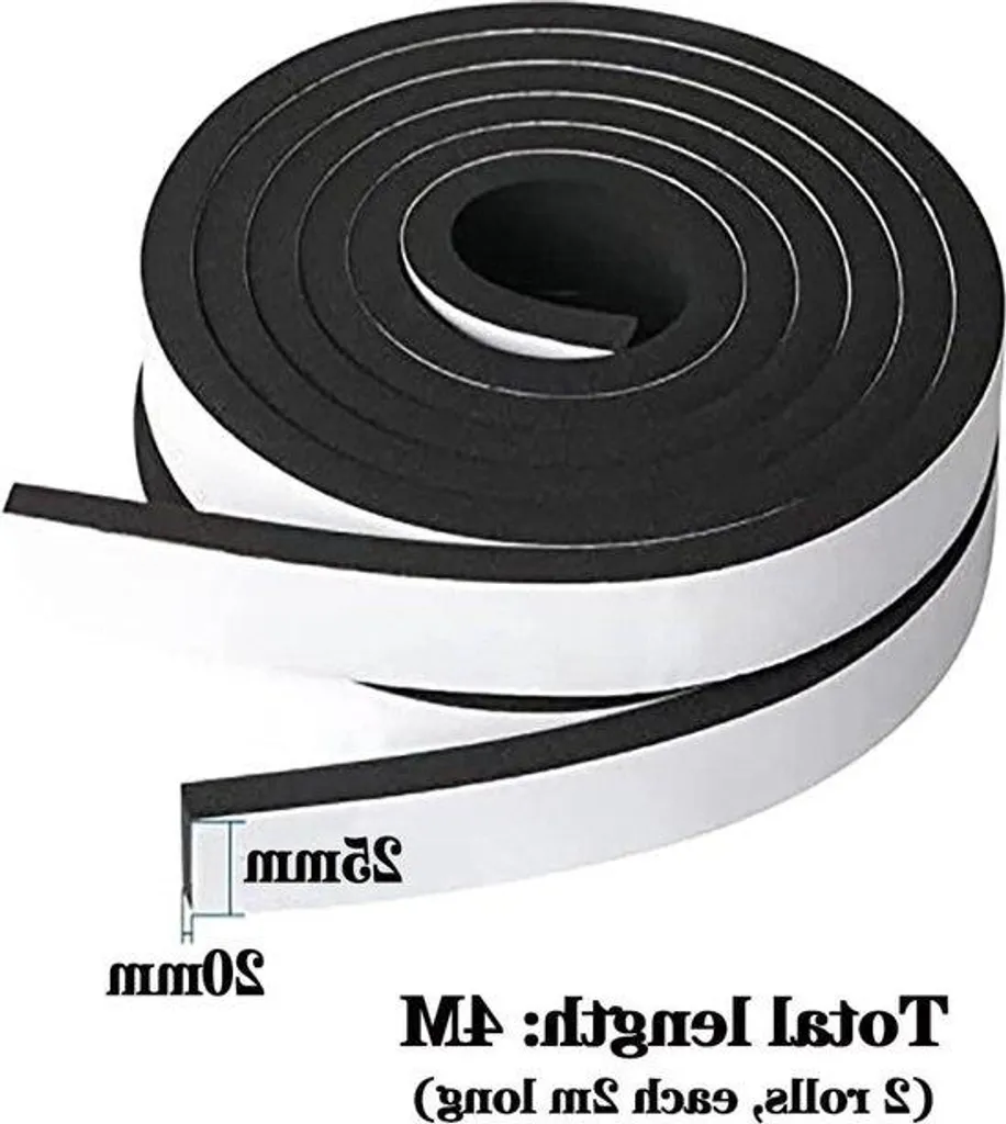 Bande de mousse autocollante 25x20mm noire - Joint de porte 2x4m